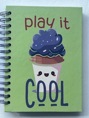 Play It Cool Spiral Journal/ Notebook -Lime Green with Cute Ice Cream 150 pages